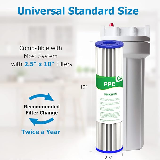 5 Micron Water Filter 10" x 2.5", 10-inch Whole House Sediment Pre-Filters - Image 3