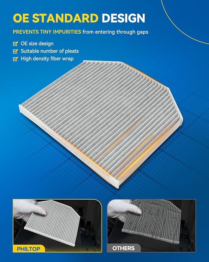 PHILTOP HEPA Cabin Air Filter w/Activated Carbon, Compatible - Image 2