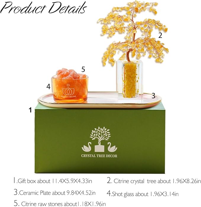Runyangshi Citrine Crystal Tree of Life & Natural Crystal Ore Diffuser Set - Image 2