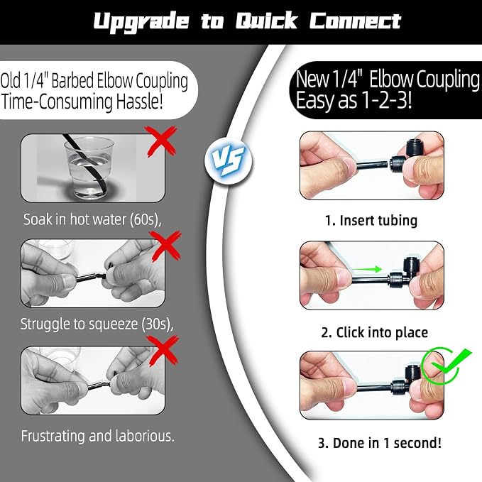 30 Pack Quick Connect 1/4" Drip Irrigation Elbow Coupling Connector, Universal - Image 2