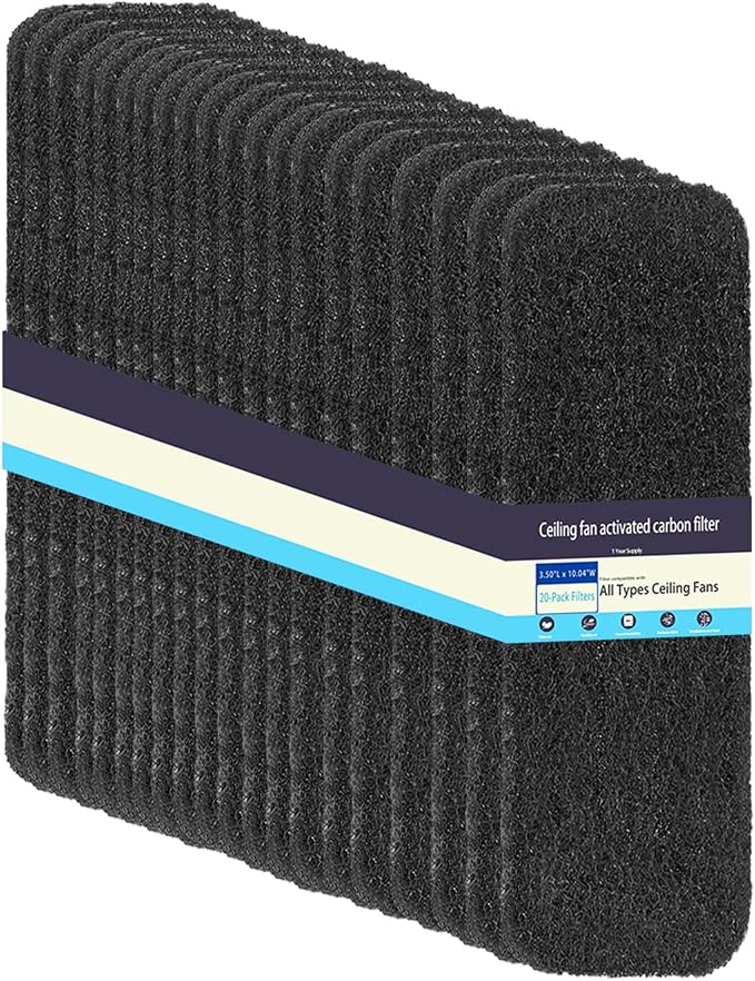 ZIMER Ceiling Fan Filters for Blades 20 Pack, Activated Carbon Fan Filter - Image 7