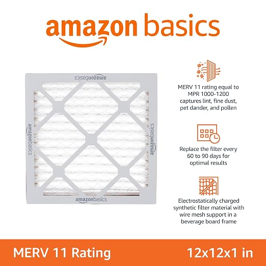 Amazon Basics 12x12x1 Air Filter 6-Pack, MERV 11 AC Furnace Filters, Allergy - Image 2