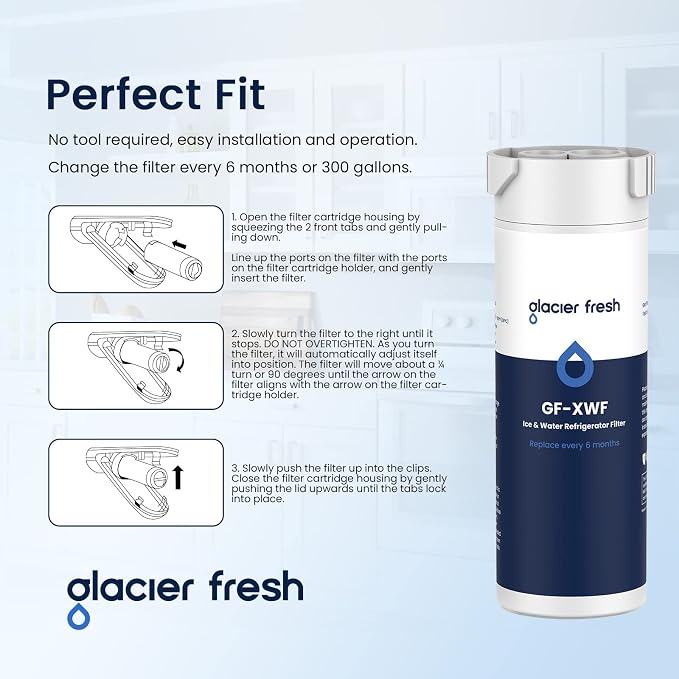GLACIER FRESH XWF Replacement For GE XWF Refrigerator Water Filter Pack of 1 - Image 7