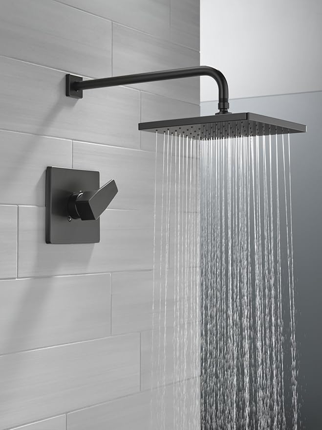 Delta Modern 14 Series Square Rain Shower Faucet Set, Brushed Nickel Shower Head and Handle Set, Valve Trim Kit, Spotshield Stainless T14268-SP-PP (Valve Not Included)