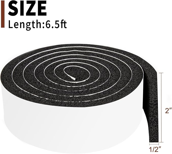 Yotache Open Cell Air Conditioning Weatherstrip Insulation Foam 2" x1/2" - Image 2