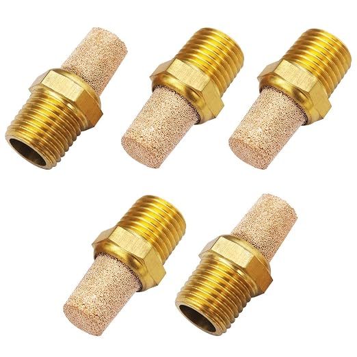 mxuteuk 5pcs 1/4" NPT Brass Pneumatic Muffler Filter Noise Silencer, Hex by mxuteuk