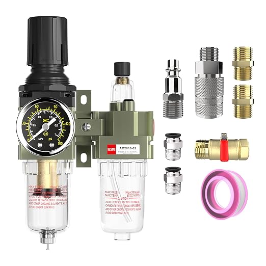 NPT 1/4 Air Regulator with Gauge, Air Compressor Water Separator with by Unknown
