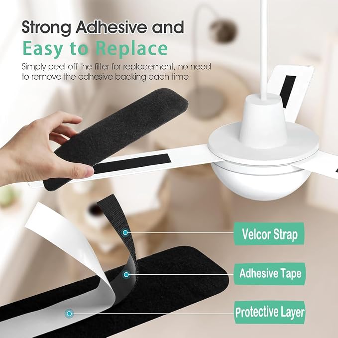 30 Pack Ceiling Fan Filters for Blades, Strong Activated Coconut Carbon Filter - Image 4