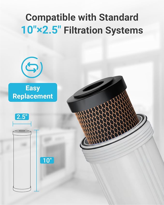 AQUA CREST 1 Micron 2.5"x10" Whole House CTO Carbon Water Filter Cartridge - Image 9