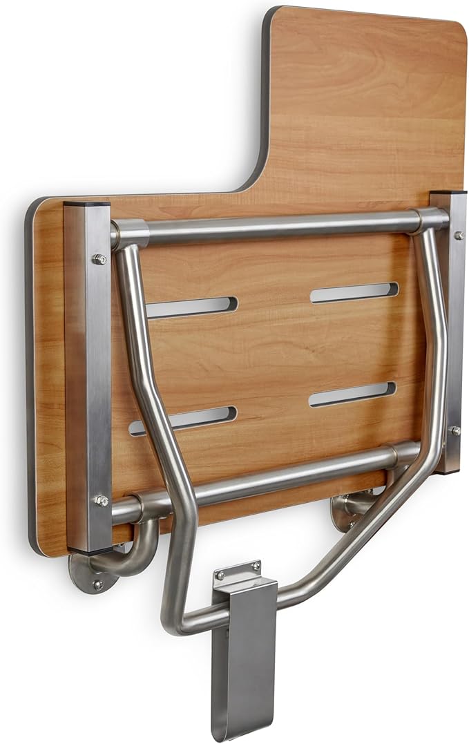 Seachrome 28" x 22.5” Teak Reversible Folding Transfer Tub/Shower Seat, ADA Compliant