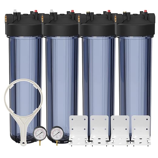 Max Water Whole House 20" x4.5" Purple Clear WH Water Filter Housing 1 inch by MaxWater