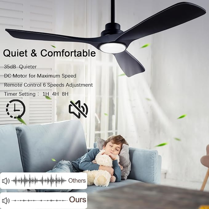 QUTWOB 52" Wood Ceiling Fan - Image 3