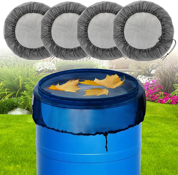 4 Pcs Rain Barrel Mesh Cover, 31.5 inch Water Collection Bucket Net by MODOSON