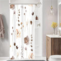 Gibelle Small Stall Shower Curtain 36 x 72, Narrow Half Watercolor Floral Fabric Shower Curtain, Brown Beige Flower Decorative Bathroom Shower Curtain Set