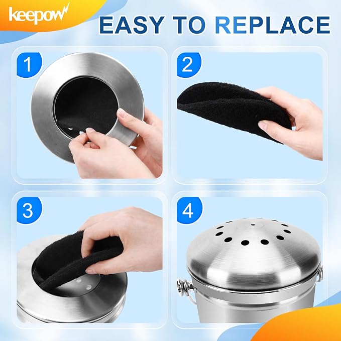 KEEPOW 10 Pack 6.75" Compost Bin Filter Replacement - Image 4