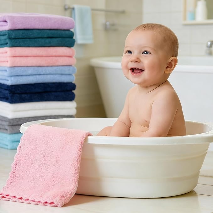 16 Pack Baby Washcloths - Luxury Multicolor Coral Fleece - Extra Absorbent and Soft Wash Clothes for Newborns, Infants and Toddlers - Suitable for Sensitive Skin and New Born - Baby Shower, 10x10 Inch