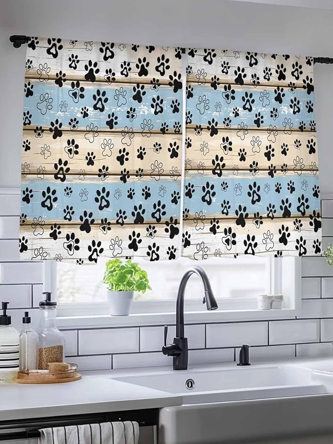 Sheer Curtains 54 Inch Length, Vintage Farmhouse Rustic Wooden Grain Privacy - Image 5
