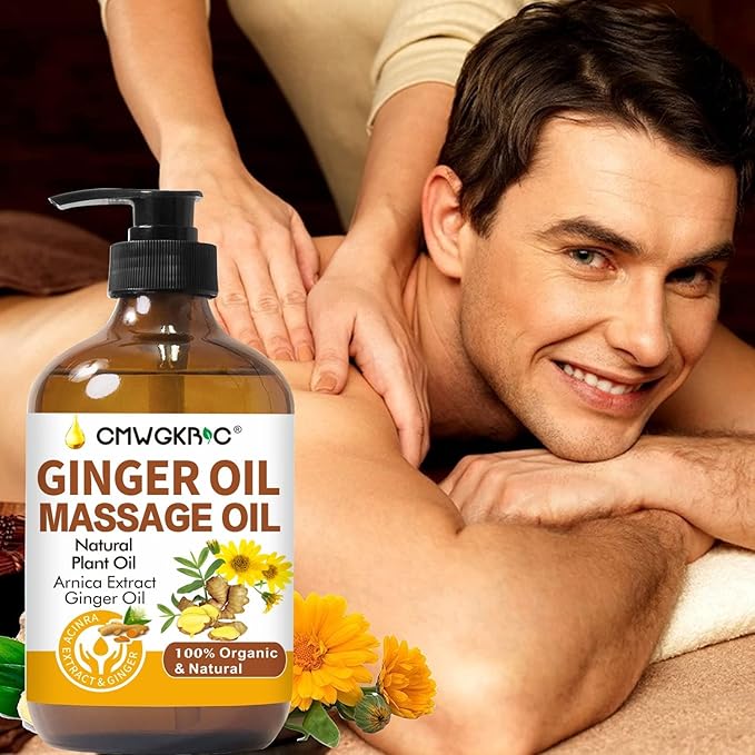 Ginger Oil,Ginger Massage Oil for Lymphatic Drainage,Natural Body Oil for Skin,Arnica Oil,Sore Muslce Massage Oil,Spa Ginger Oil-Warming and Relaxing for Christmas Stocking Stuffers for Men Women