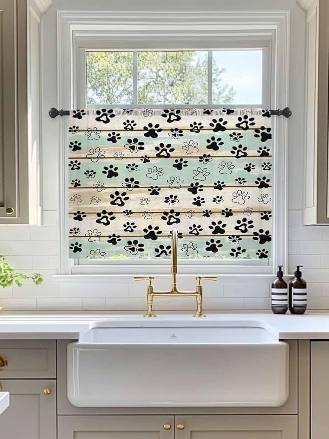 Sheer Curtains 54 Inch Length, Sage Green Beige Farmhouse Semi Sheer Curtains - Image 3