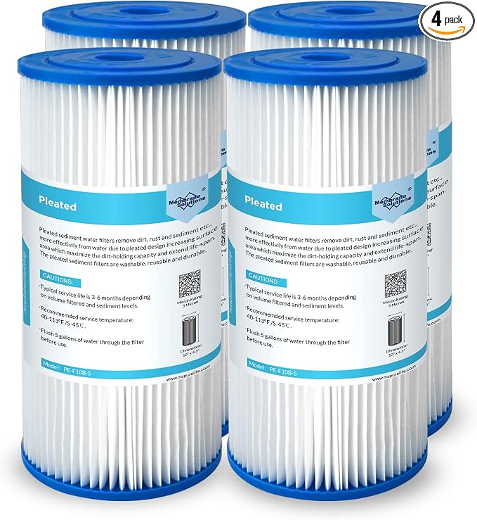 Membrane Solutions 5 Micron Pleated Water Filter Home 10"x4.5" Whole House by MembraneSolutions