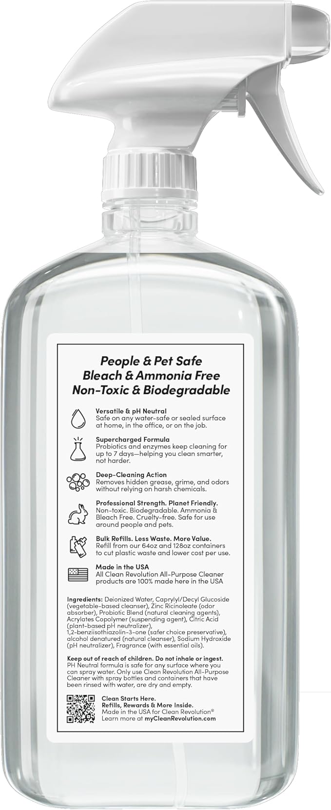 Clean Revolution SuperCharged All Purpose Cleaner Refill Supply, Non-Toxic, Eco-Friendly & Plant-Based, Ready to Use, Dreamy Citrus, 18 oz (Pack of 1)