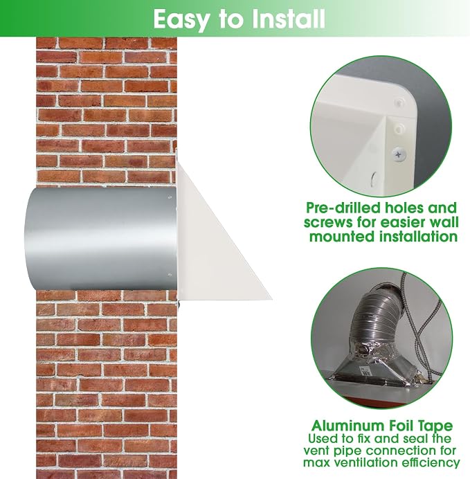 10 Inch Hooded Wall Vent with Screen and Damper, Galvanized Steel Exterior Wall - Image 6