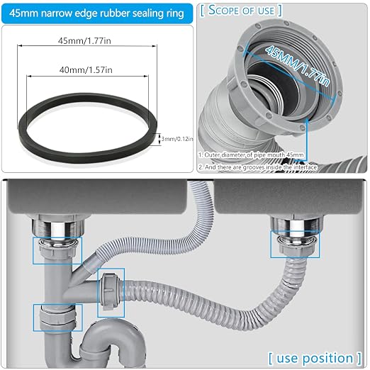 6PCS Kitchen Sink Filter Sealing Ring, Narrow Edge Rubber Gasket - Image 2