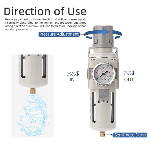 Industrial Air Compressor Filter Regulator Combo 3/8" NPT 0-150 PSI w/Semi-Auto - Image 5