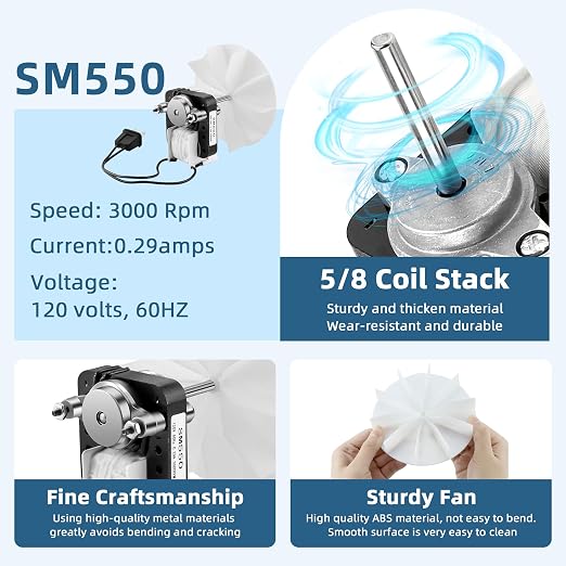 【Upgraded 100% Copper】 SM550 Bathroom Exhaust Fan Motor Compatible - Image 6