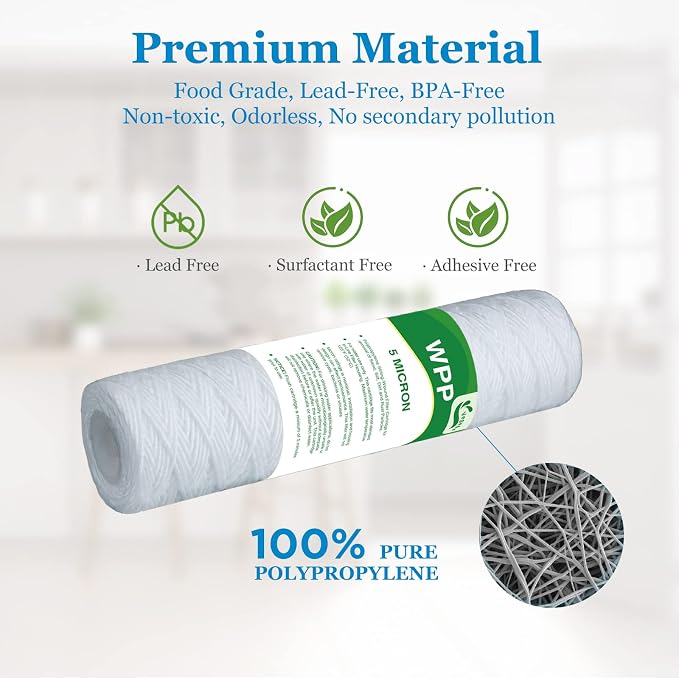 5 Micron String Wound Whole House Water Filter 10" x 2.5", 10-inch Universal - Image 4