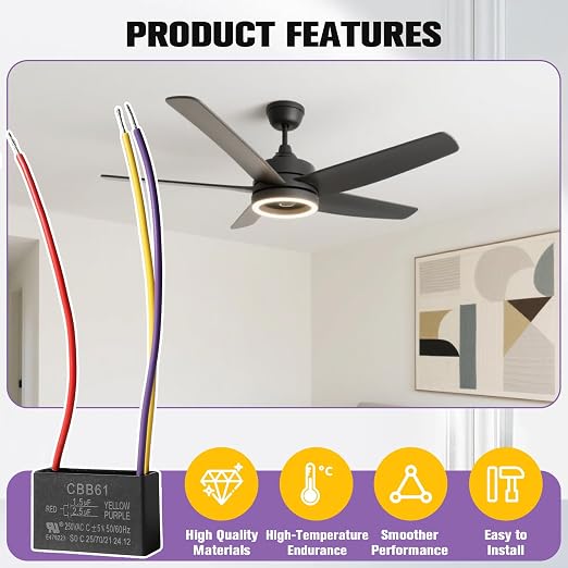 Podoy CBB61 Ceiling Fan Capacitor .+. Compatible - Image 5