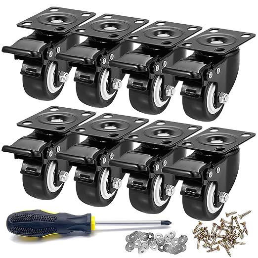 2" Swivel Casters Set of 8, Heavy Duty Locking Casters by CLOATFET