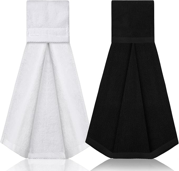 Shimeyao 2 Pcs 2 Pcs Cotton Sports Football Towel with Closure Pitching Football Sweat Towel for Sports Gym Men Women Accessories(Black, White)