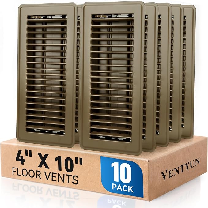 4" x 10" Floor Register Vent Covers 10-Pack, Walkable Powder-Coated Metal Vent by VENTYUN