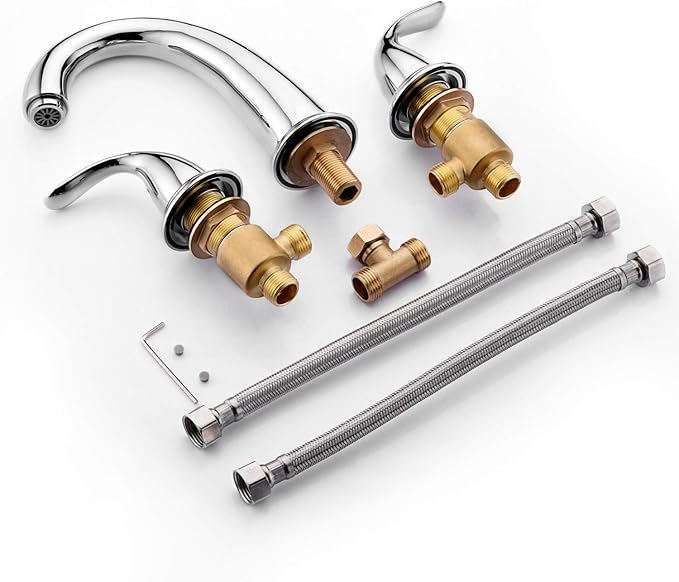 sumerain 2 Handle Widespread Roman Tub Faucet with Valve Chrome Finish, High Flow