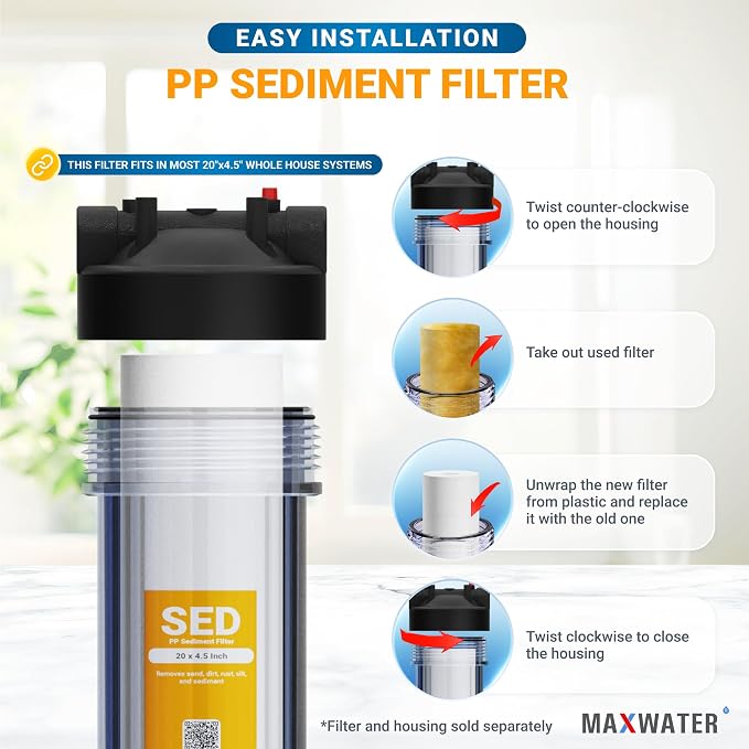 Max Water 1 Micron 20 x 4.5 Sediment Filter 20 inch Whole House BB Water - Image 5