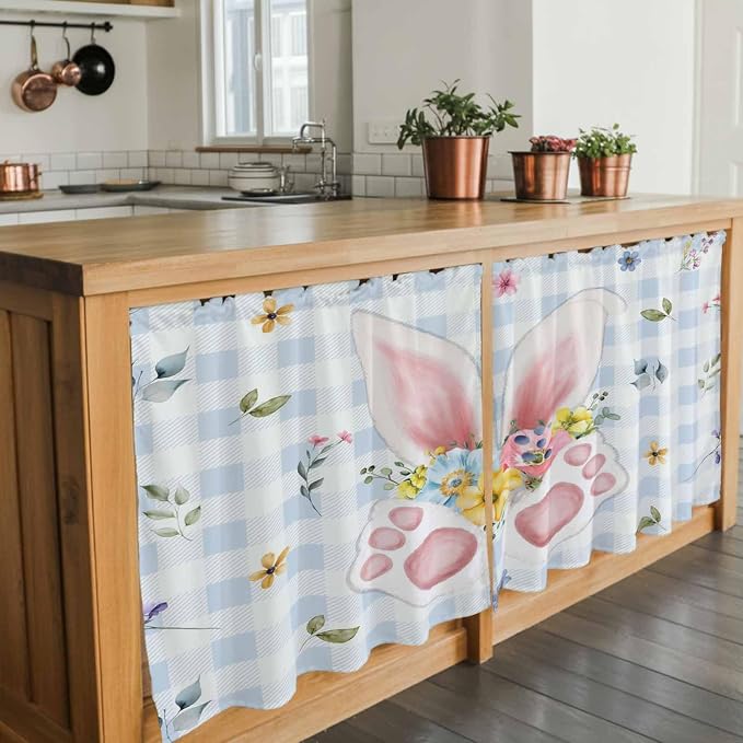 Easter Kitchen Tier Curtains 36 Inch Long 2 Panel Set, Rod Pocket Half Window - Image 7