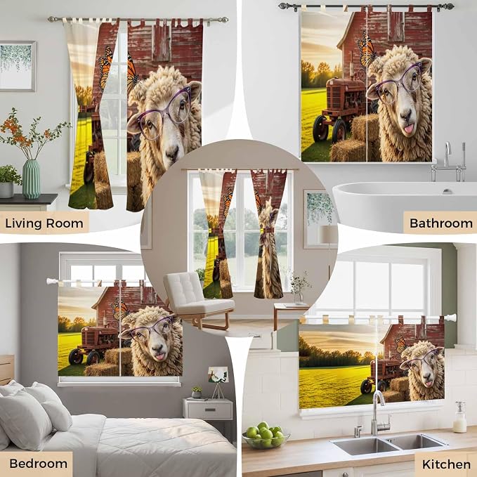 Farm Sheep Living Room Curtains 96 Inch Length, Window Curtains Tab Top - Image 7