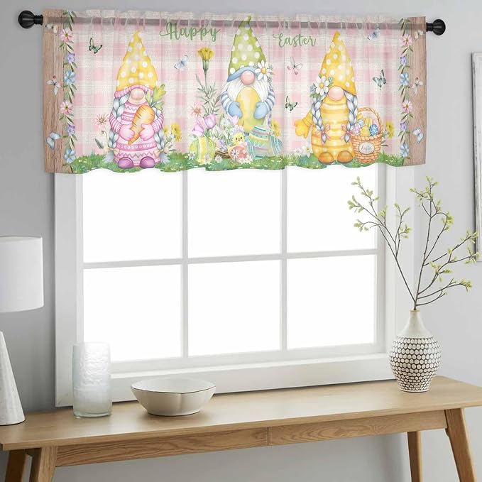 Happy Easter Sheer Valances for Windows 42"x12", Light Filtering Kitchen - Image 2