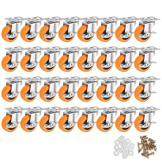 2.5 Inch Caster Wheels, Casters Set of 32, Heavy Duty Caster by BOSGEOT