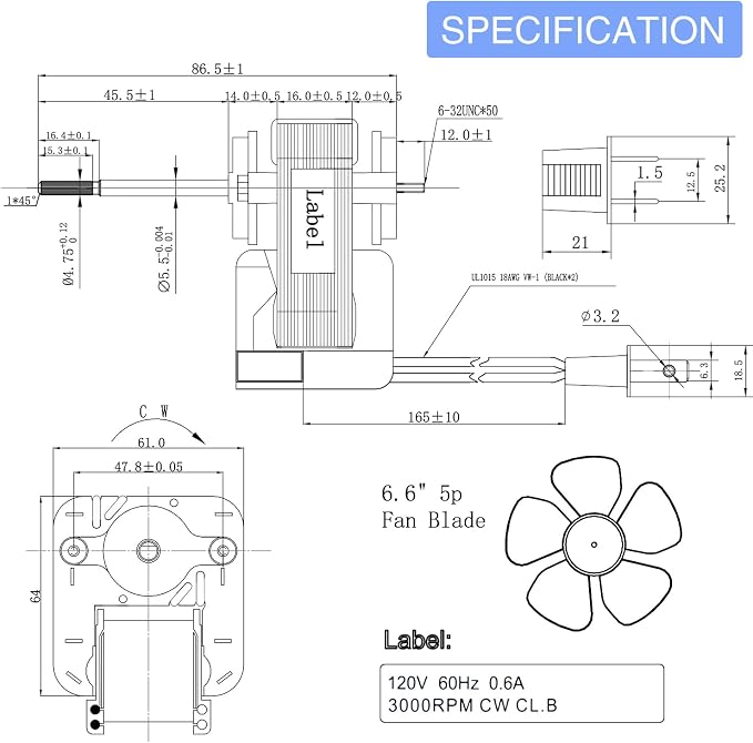 Frienda Universal Bathroom Vent Fan Motor Replacement Electric Motors Kit - Image 3