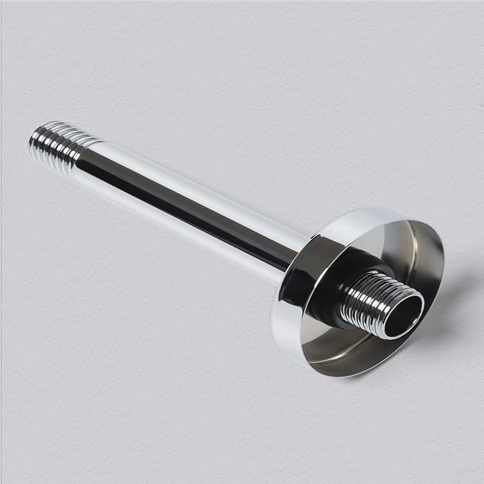 8 Inch Shower Arm with Flange, Ceiling Mounted Shower Head Extension Arm, 1/2 NPT Straight Arm for Rain Shower Head, Stainless Steel Shower Head Extension Replacement Pipe Arm,Chrome