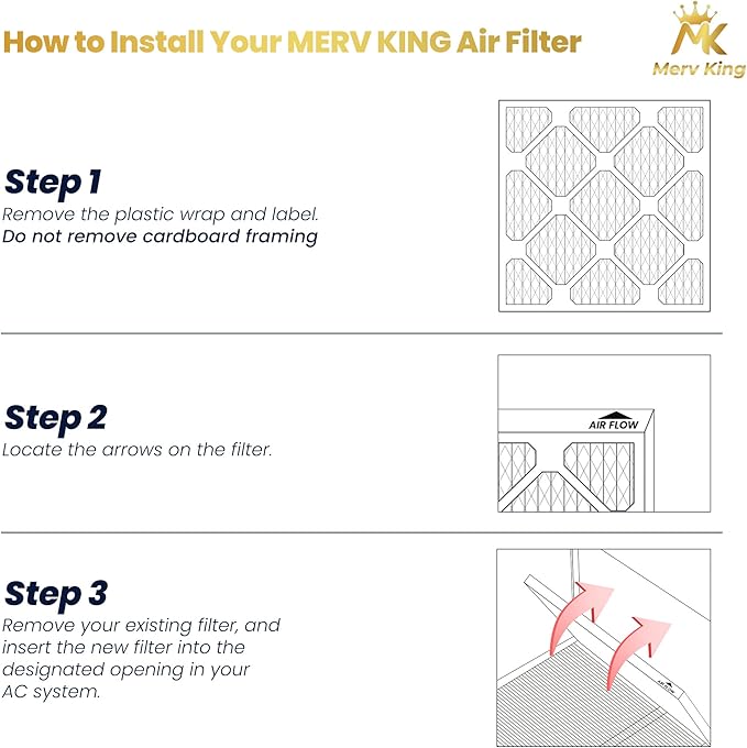 MervKing 20x20x1 Air Filter Actual Size: 19.7" x 19.7" x 0.75" MERV 11 MPR - Image 3