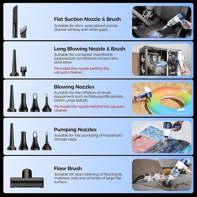 Handheld Vacuum Cordless, 16000PA High Power Car Vacuum - Image 4