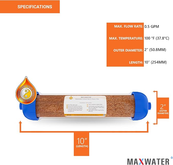 Mixed Bed Ion Exchange Aquarium Filter Resin 0 PPM RO DI Refillable Housing - Image 2