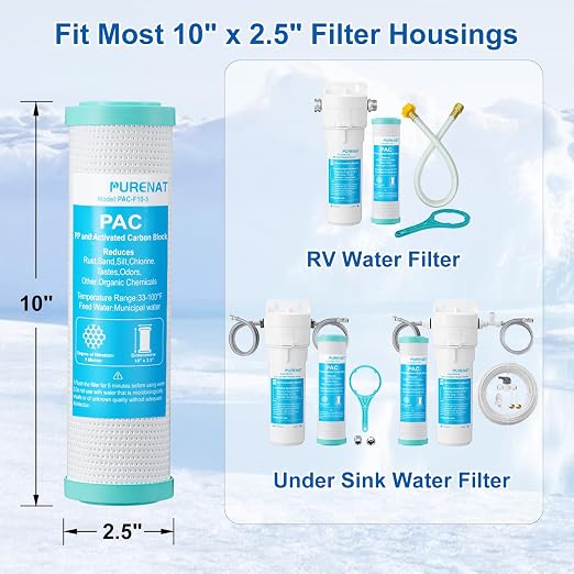 10"x2.5" Polypropylene and Carbon Block Compound Filter, 5 Micron Water Filter - Image 4