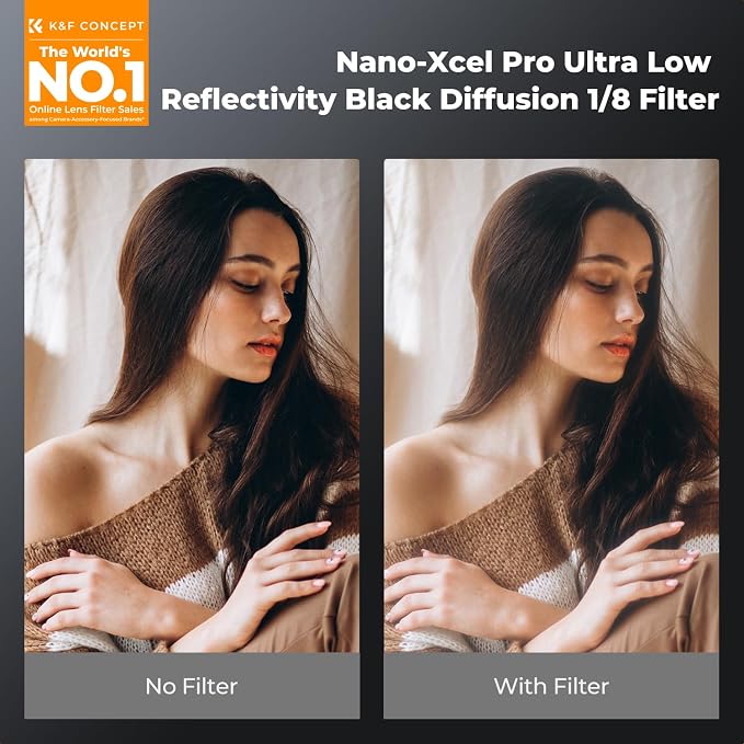 K&F CONCEPT 72mm Black Diffusion 1/8 Filter Mist Cinematic Effect Black - Image 2