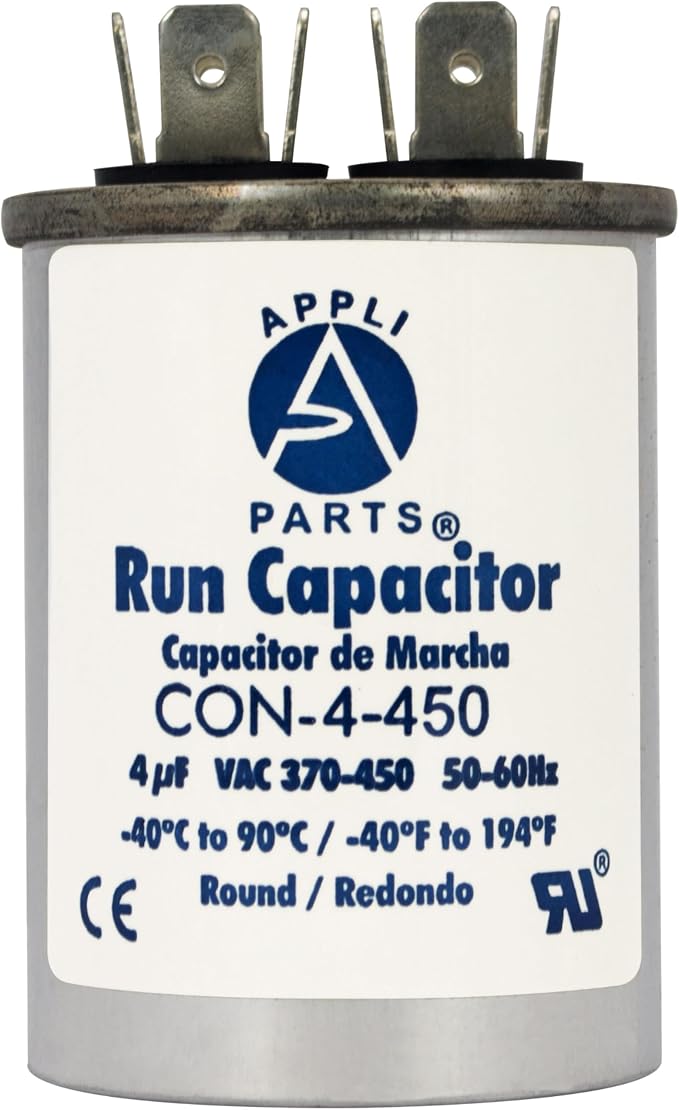 Appli Parts Run Capacitor for ac 4 Mfd uF 370 VAC or 450 VAC CBB65 Round by APPLIPARTS