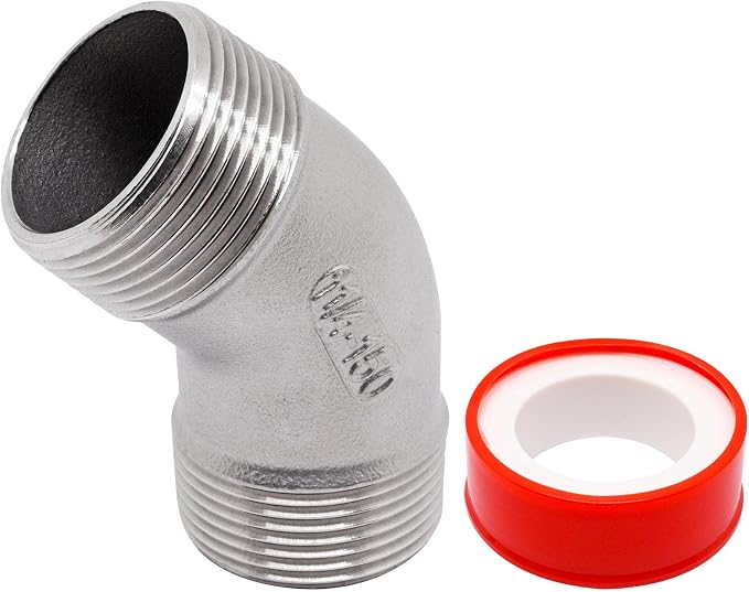 45 Degree Elbow 1PCS, 1-1/4" NPT Male X 1-1/4" NPT Male 304 Stainless Steel by SSYDIEN