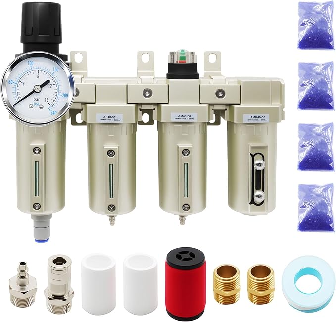 3/4" NPT Industrial Grade 4 Stage Gas Drying System, Coalescing Filter by Jecoupoon